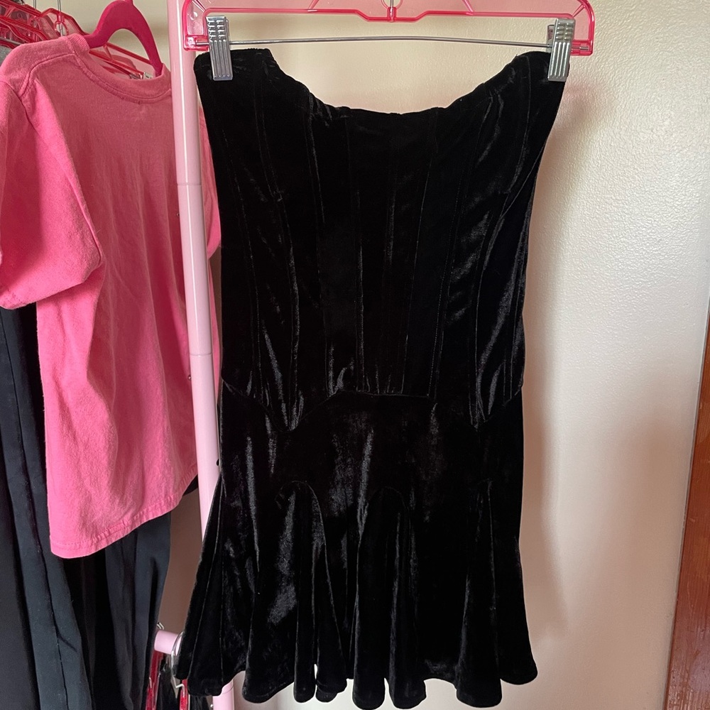 Strapless Black Velvet Urban Outfitters Mini Dress
